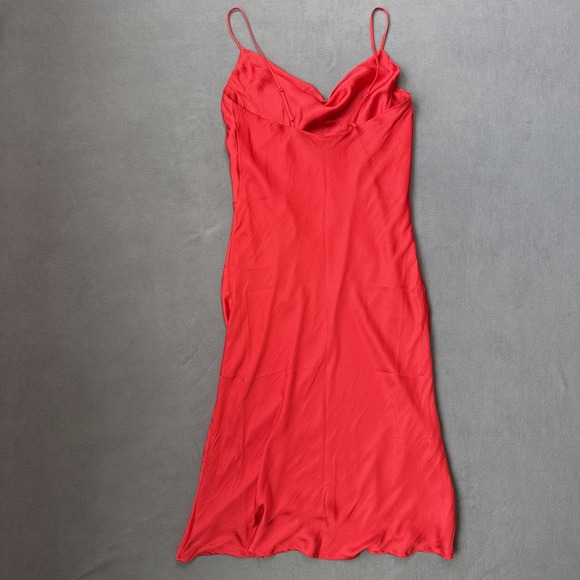 Bardot Slip Dress Satin Midi Cowl Neck Neiman Marcus NWT Sz Large 10 Red‎ - Picture 2 of 16